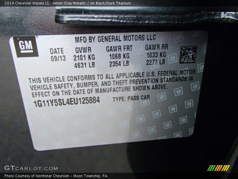 Ashen Gray Metallic / Jet Black/Dark Titanium 2014 Chevrolet Impala LS