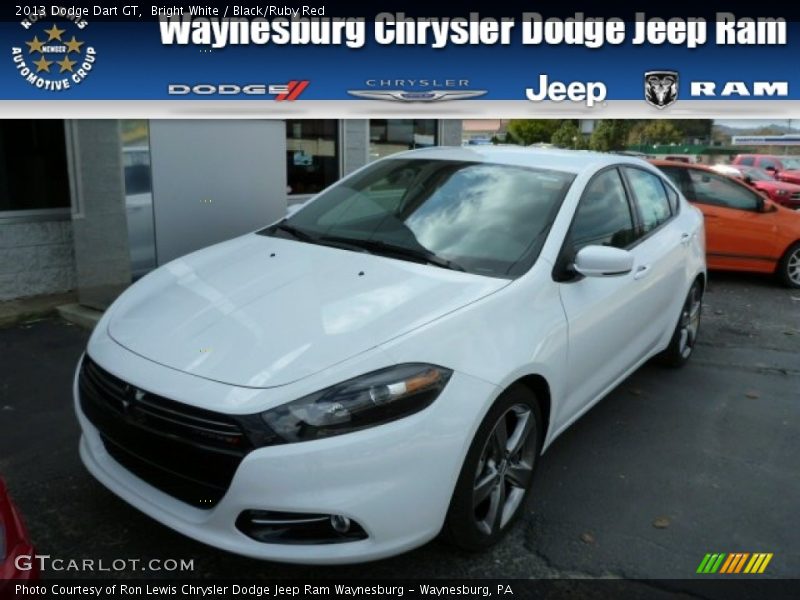 Bright White / Black/Ruby Red 2013 Dodge Dart GT