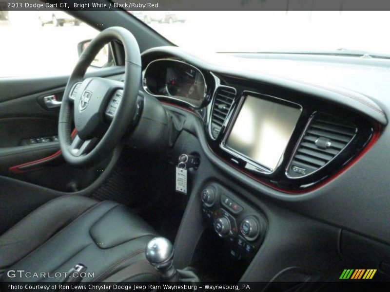 Bright White / Black/Ruby Red 2013 Dodge Dart GT