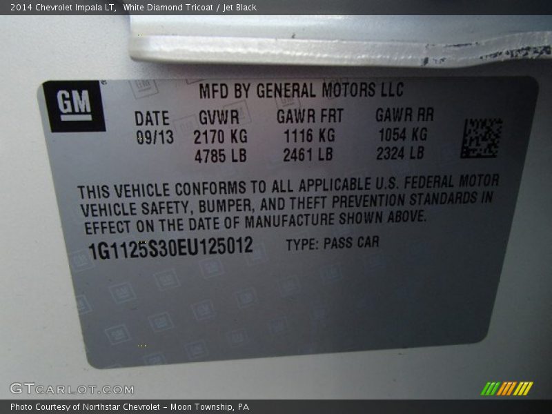 White Diamond Tricoat / Jet Black 2014 Chevrolet Impala LT