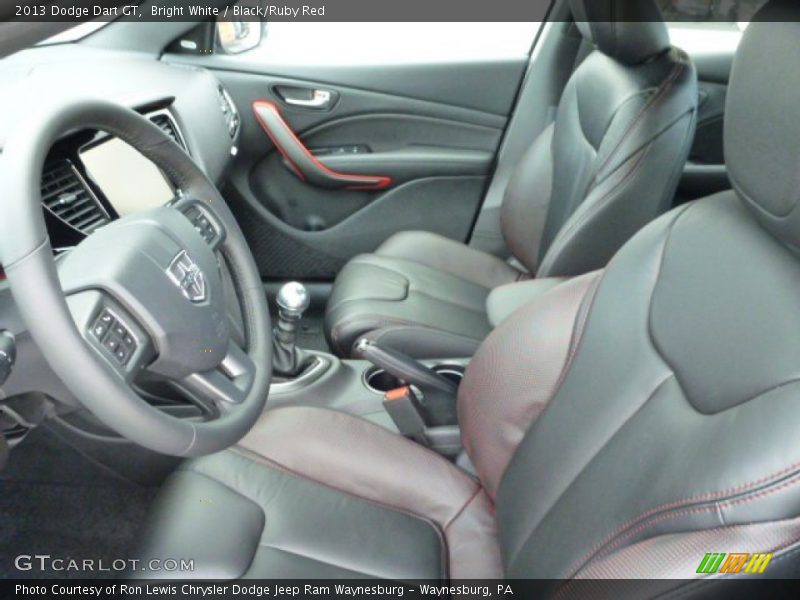 Bright White / Black/Ruby Red 2013 Dodge Dart GT