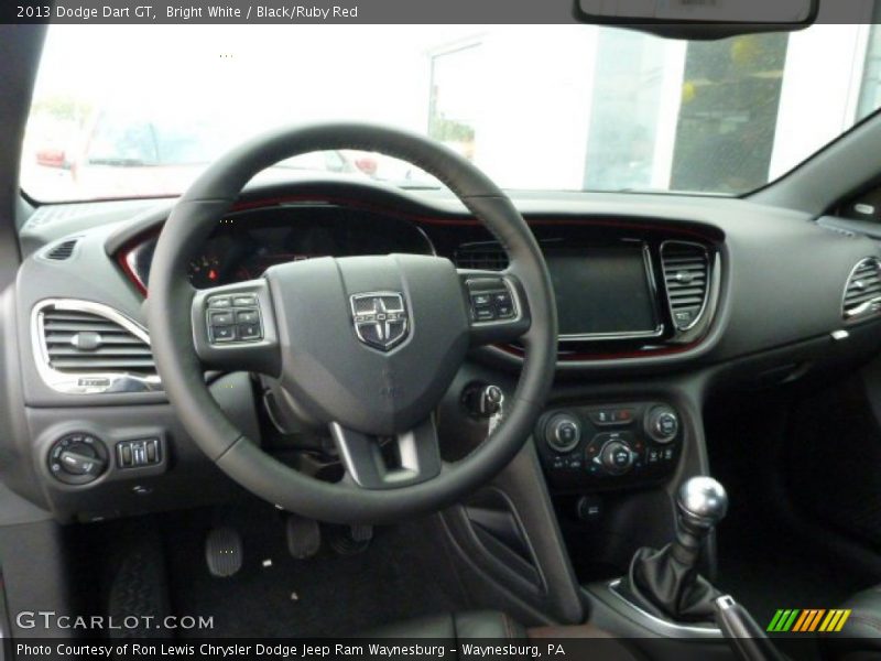 Bright White / Black/Ruby Red 2013 Dodge Dart GT