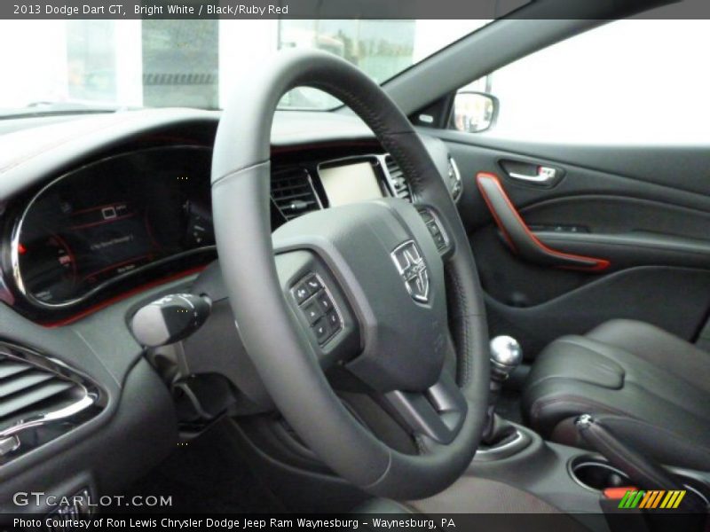 Bright White / Black/Ruby Red 2013 Dodge Dart GT