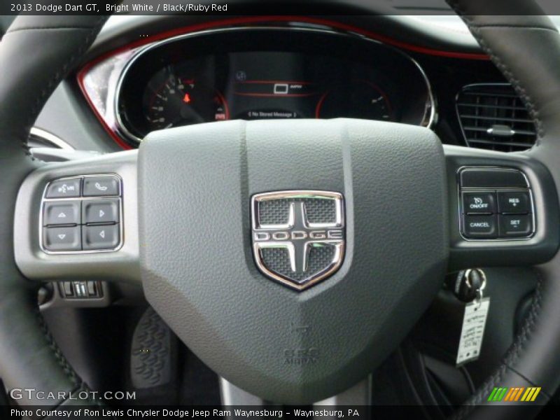 Bright White / Black/Ruby Red 2013 Dodge Dart GT