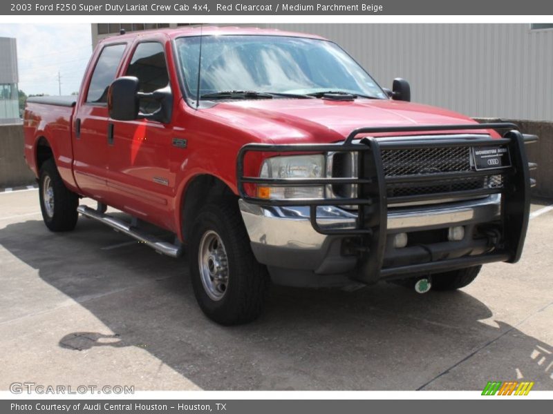 Red Clearcoat / Medium Parchment Beige 2003 Ford F250 Super Duty Lariat Crew Cab 4x4