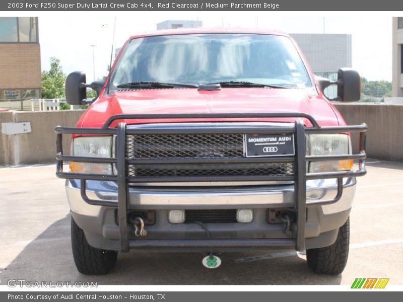 Red Clearcoat / Medium Parchment Beige 2003 Ford F250 Super Duty Lariat Crew Cab 4x4