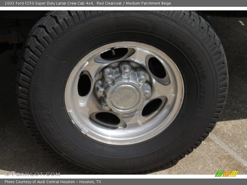 Red Clearcoat / Medium Parchment Beige 2003 Ford F250 Super Duty Lariat Crew Cab 4x4