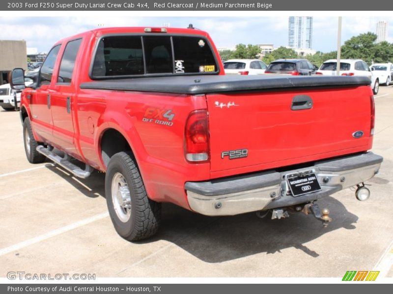 Red Clearcoat / Medium Parchment Beige 2003 Ford F250 Super Duty Lariat Crew Cab 4x4