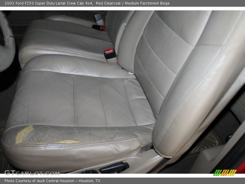 Red Clearcoat / Medium Parchment Beige 2003 Ford F250 Super Duty Lariat Crew Cab 4x4