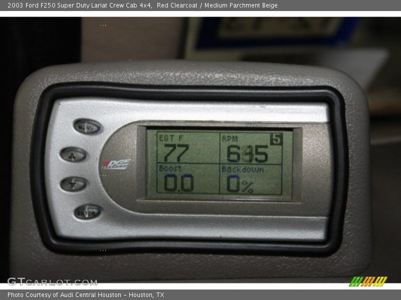 Red Clearcoat / Medium Parchment Beige 2003 Ford F250 Super Duty Lariat Crew Cab 4x4