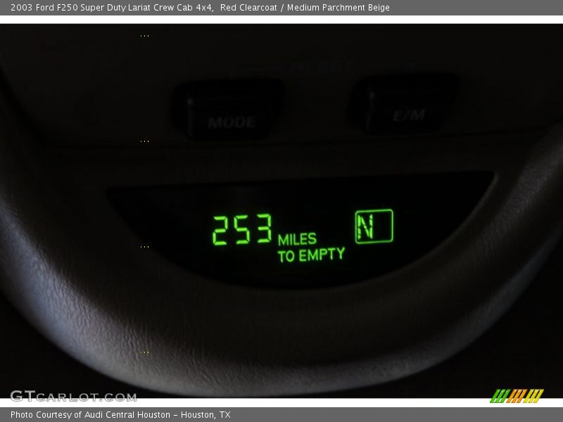 Red Clearcoat / Medium Parchment Beige 2003 Ford F250 Super Duty Lariat Crew Cab 4x4