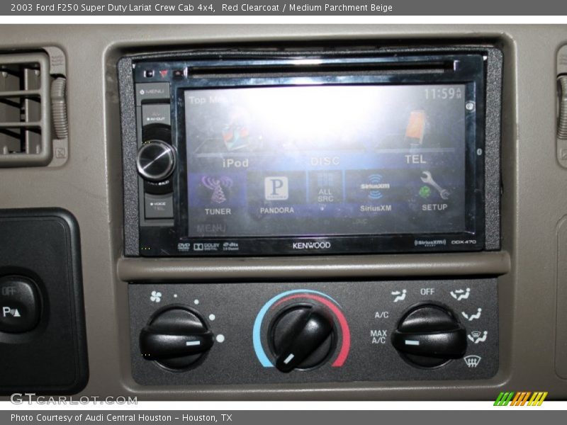 Red Clearcoat / Medium Parchment Beige 2003 Ford F250 Super Duty Lariat Crew Cab 4x4