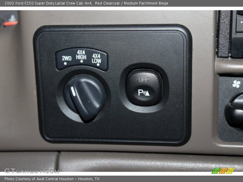 Red Clearcoat / Medium Parchment Beige 2003 Ford F250 Super Duty Lariat Crew Cab 4x4