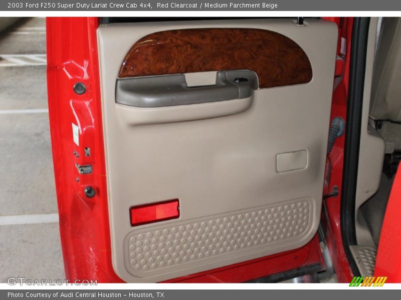 Red Clearcoat / Medium Parchment Beige 2003 Ford F250 Super Duty Lariat Crew Cab 4x4