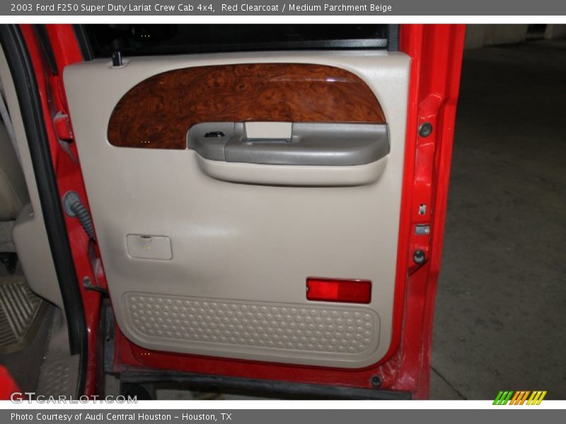 Red Clearcoat / Medium Parchment Beige 2003 Ford F250 Super Duty Lariat Crew Cab 4x4