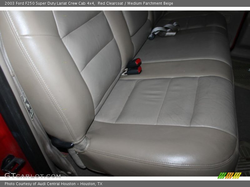 Red Clearcoat / Medium Parchment Beige 2003 Ford F250 Super Duty Lariat Crew Cab 4x4