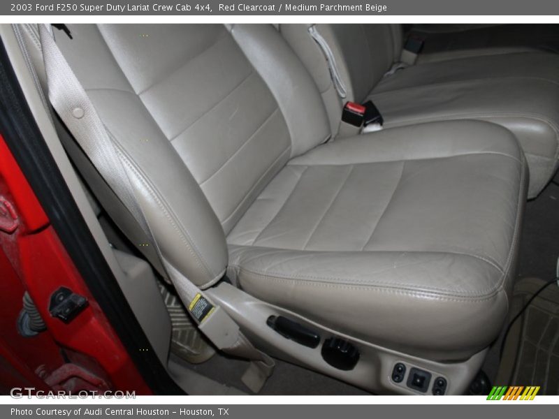 Red Clearcoat / Medium Parchment Beige 2003 Ford F250 Super Duty Lariat Crew Cab 4x4