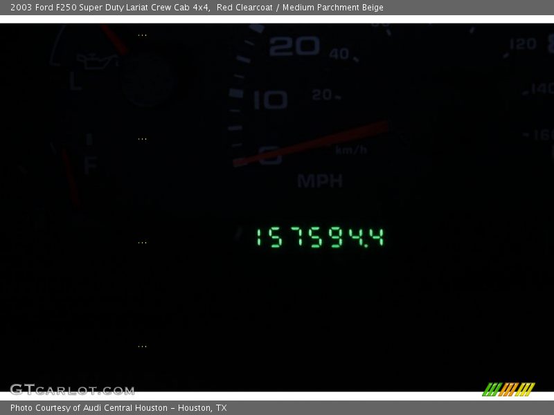 Red Clearcoat / Medium Parchment Beige 2003 Ford F250 Super Duty Lariat Crew Cab 4x4