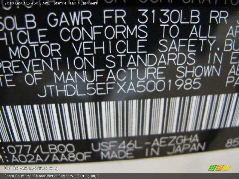 Starfire Pearl / Cashmere 2010 Lexus LS 460 L AWD
