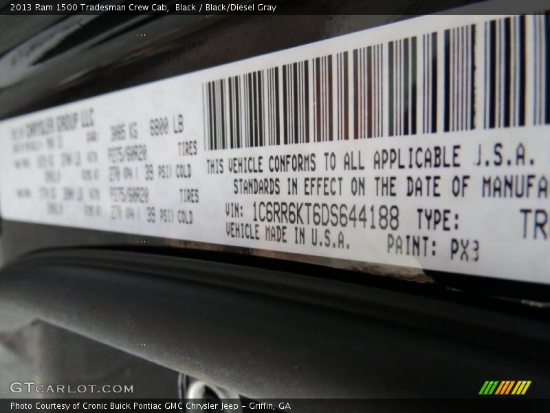 Black / Black/Diesel Gray 2013 Ram 1500 Tradesman Crew Cab