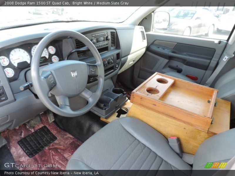 Bright White / Medium Slate Gray 2008 Dodge Ram 1500 ST Quad Cab