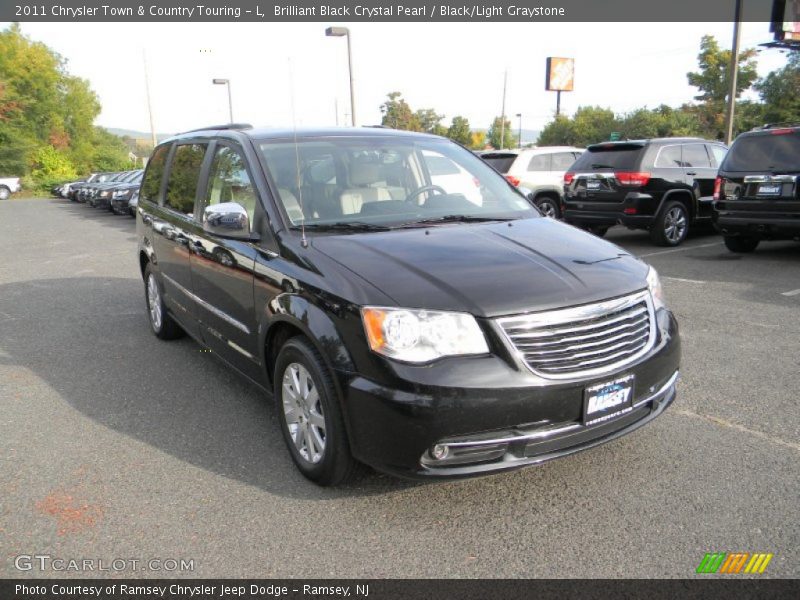 Brilliant Black Crystal Pearl / Black/Light Graystone 2011 Chrysler Town & Country Touring - L