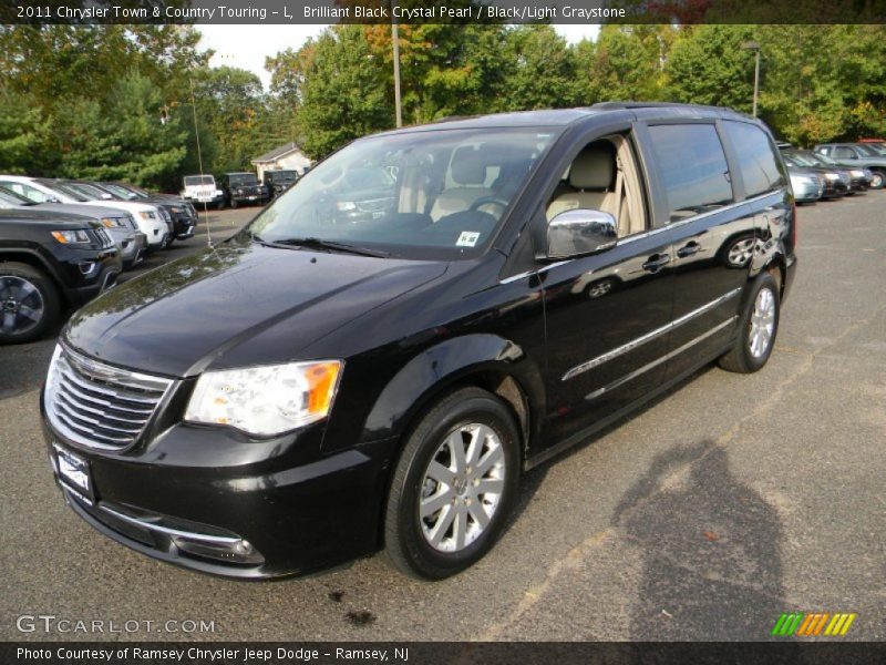 Brilliant Black Crystal Pearl / Black/Light Graystone 2011 Chrysler Town & Country Touring - L