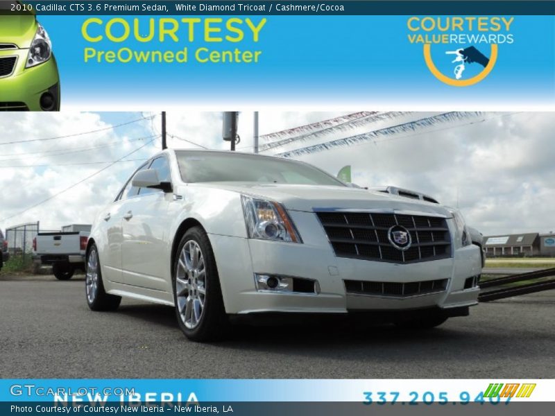 White Diamond Tricoat / Cashmere/Cocoa 2010 Cadillac CTS 3.6 Premium Sedan