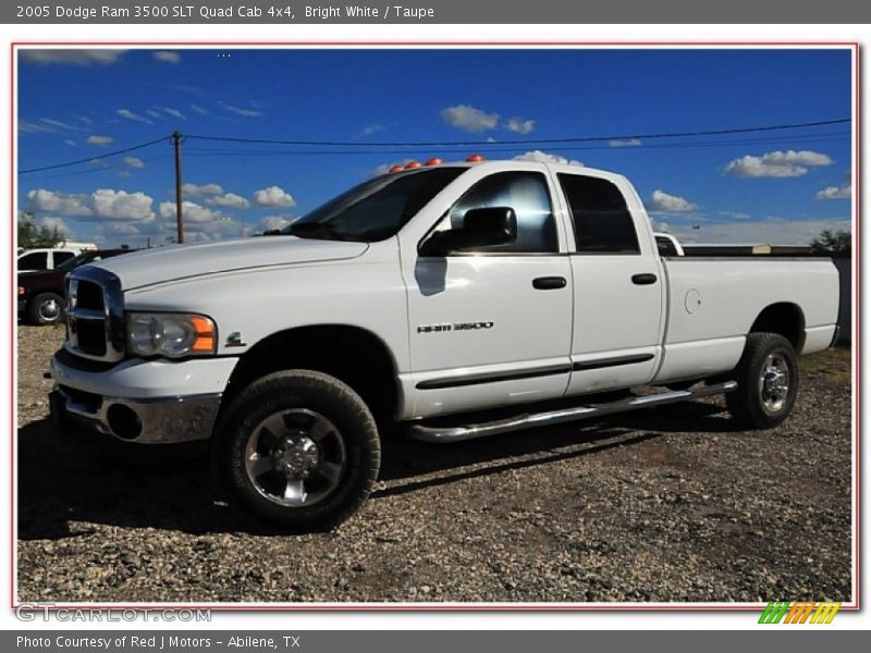 Bright White / Taupe 2005 Dodge Ram 3500 SLT Quad Cab 4x4