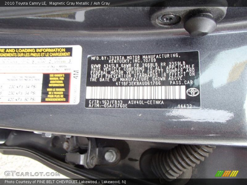 Magnetic Gray Metallic / Ash Gray 2010 Toyota Camry LE