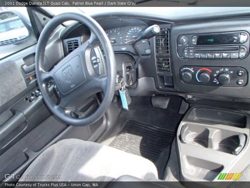 Patriot Blue Pearl / Dark Slate Gray 2001 Dodge Dakota SLT Quad Cab