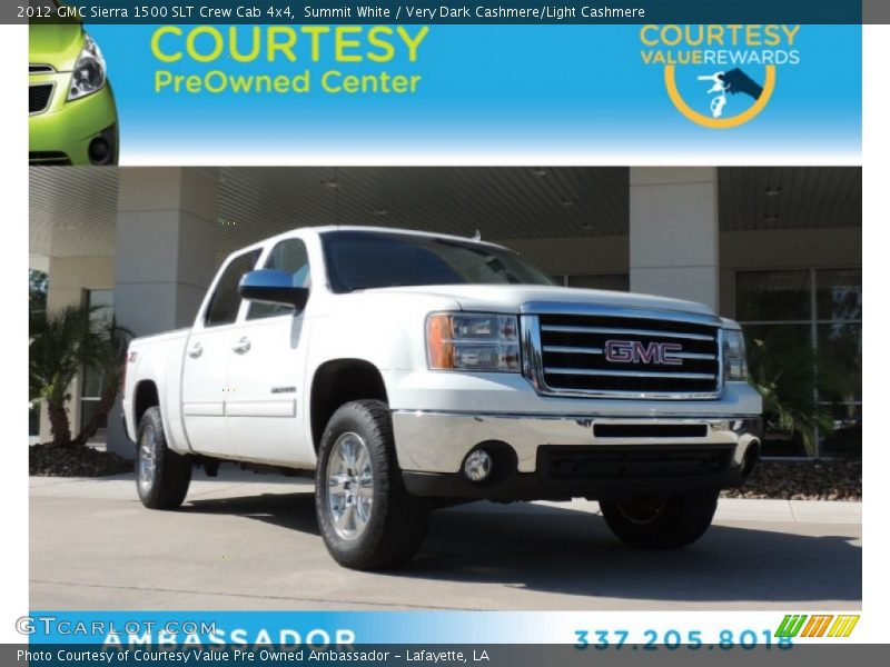 Summit White / Very Dark Cashmere/Light Cashmere 2012 GMC Sierra 1500 SLT Crew Cab 4x4