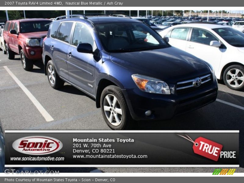 Nautical Blue Metallic / Ash Gray 2007 Toyota RAV4 Limited 4WD