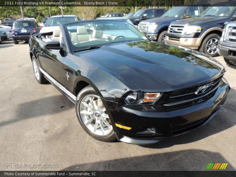 Ebony Black / Stone 2011 Ford Mustang V6 Premium Convertible