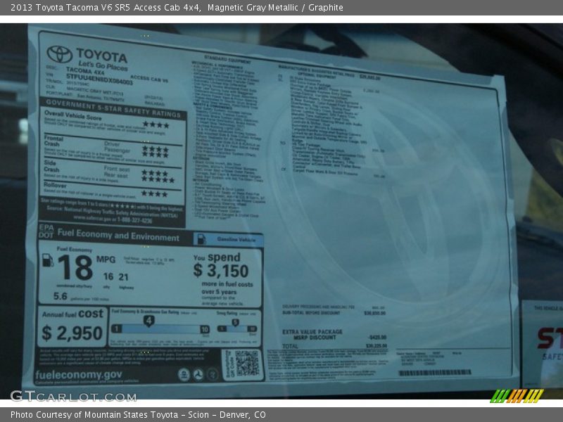 Magnetic Gray Metallic / Graphite 2013 Toyota Tacoma V6 SR5 Access Cab 4x4
