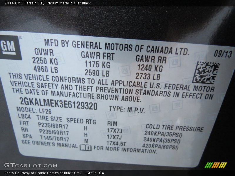 Iridium Metallic / Jet Black 2014 GMC Terrain SLE