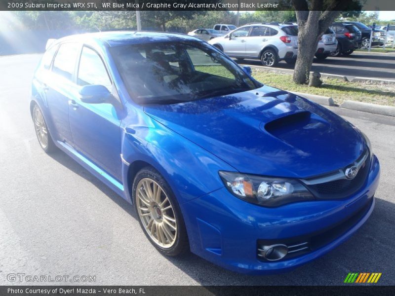 WR Blue Mica / Graphite Gray Alcantara/Carbon Black Leather 2009 Subaru Impreza WRX STi