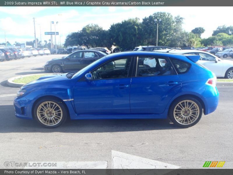 WR Blue Mica / Graphite Gray Alcantara/Carbon Black Leather 2009 Subaru Impreza WRX STi