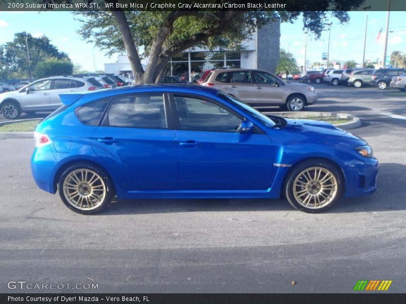 WR Blue Mica / Graphite Gray Alcantara/Carbon Black Leather 2009 Subaru Impreza WRX STi