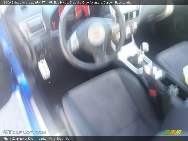 WR Blue Mica / Graphite Gray Alcantara/Carbon Black Leather 2009 Subaru Impreza WRX STi