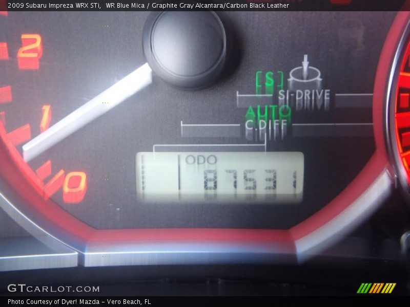 WR Blue Mica / Graphite Gray Alcantara/Carbon Black Leather 2009 Subaru Impreza WRX STi