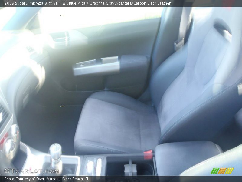 WR Blue Mica / Graphite Gray Alcantara/Carbon Black Leather 2009 Subaru Impreza WRX STi