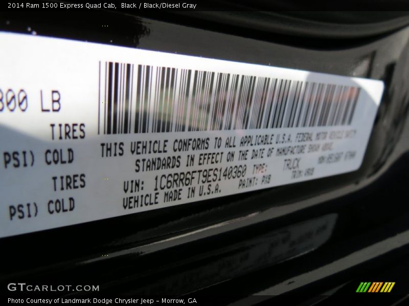 Black / Black/Diesel Gray 2014 Ram 1500 Express Quad Cab