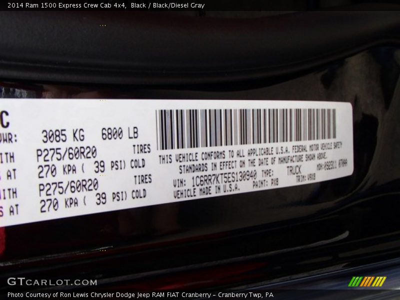 Black / Black/Diesel Gray 2014 Ram 1500 Express Crew Cab 4x4