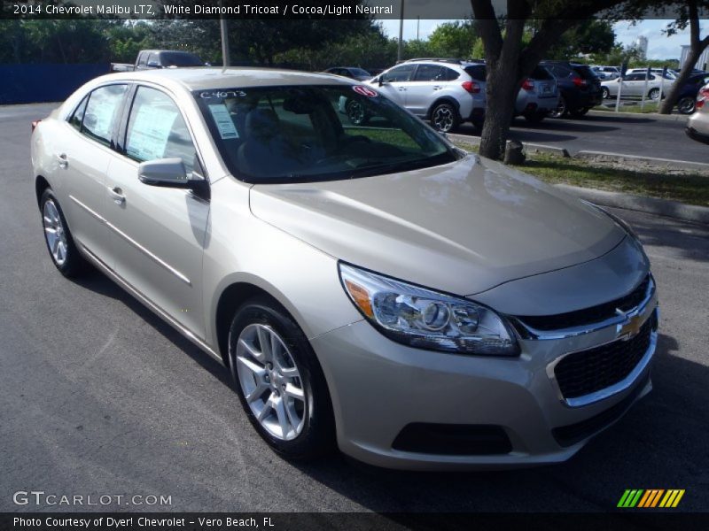 White Diamond Tricoat / Cocoa/Light Neutral 2014 Chevrolet Malibu LTZ