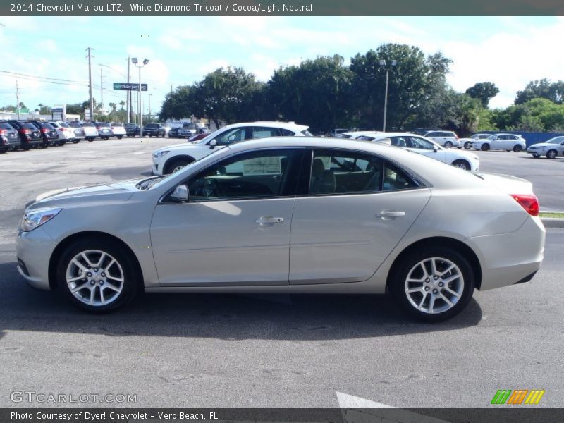 White Diamond Tricoat / Cocoa/Light Neutral 2014 Chevrolet Malibu LTZ
