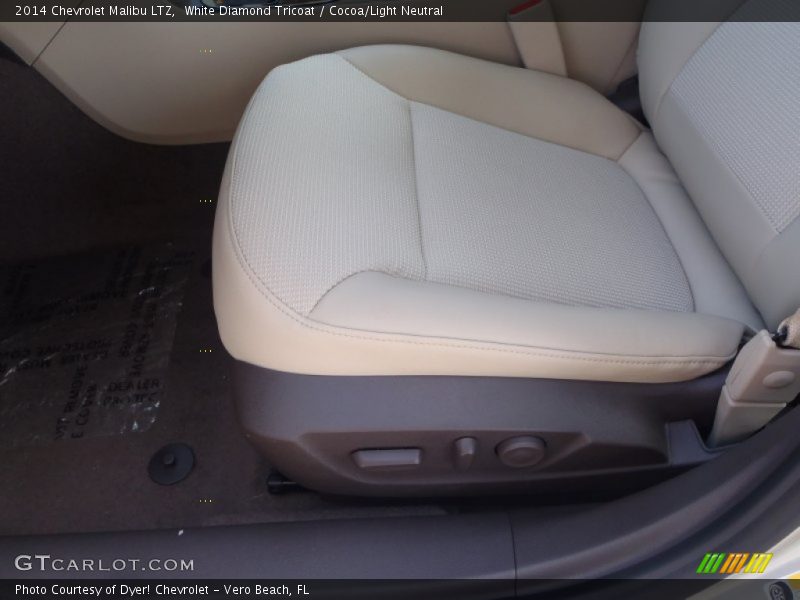 White Diamond Tricoat / Cocoa/Light Neutral 2014 Chevrolet Malibu LTZ