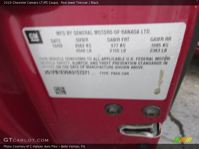 Red Jewel Tintcoat / Black 2010 Chevrolet Camaro LT/RS Coupe