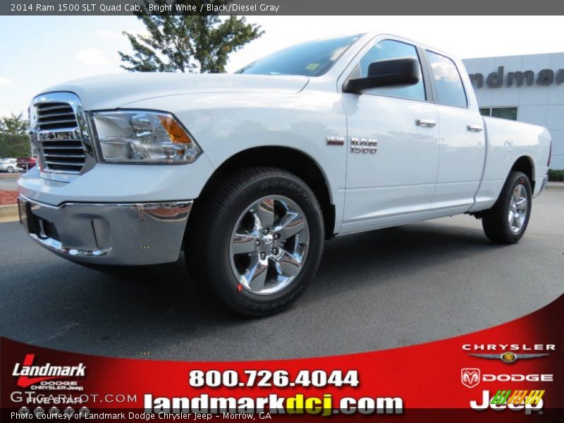 Bright White / Black/Diesel Gray 2014 Ram 1500 SLT Quad Cab