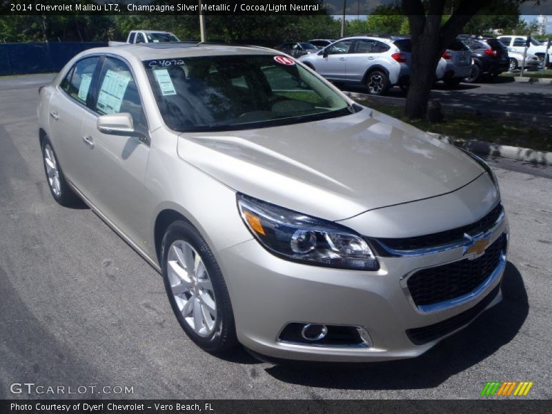 Champagne Silver Metallic / Cocoa/Light Neutral 2014 Chevrolet Malibu LTZ